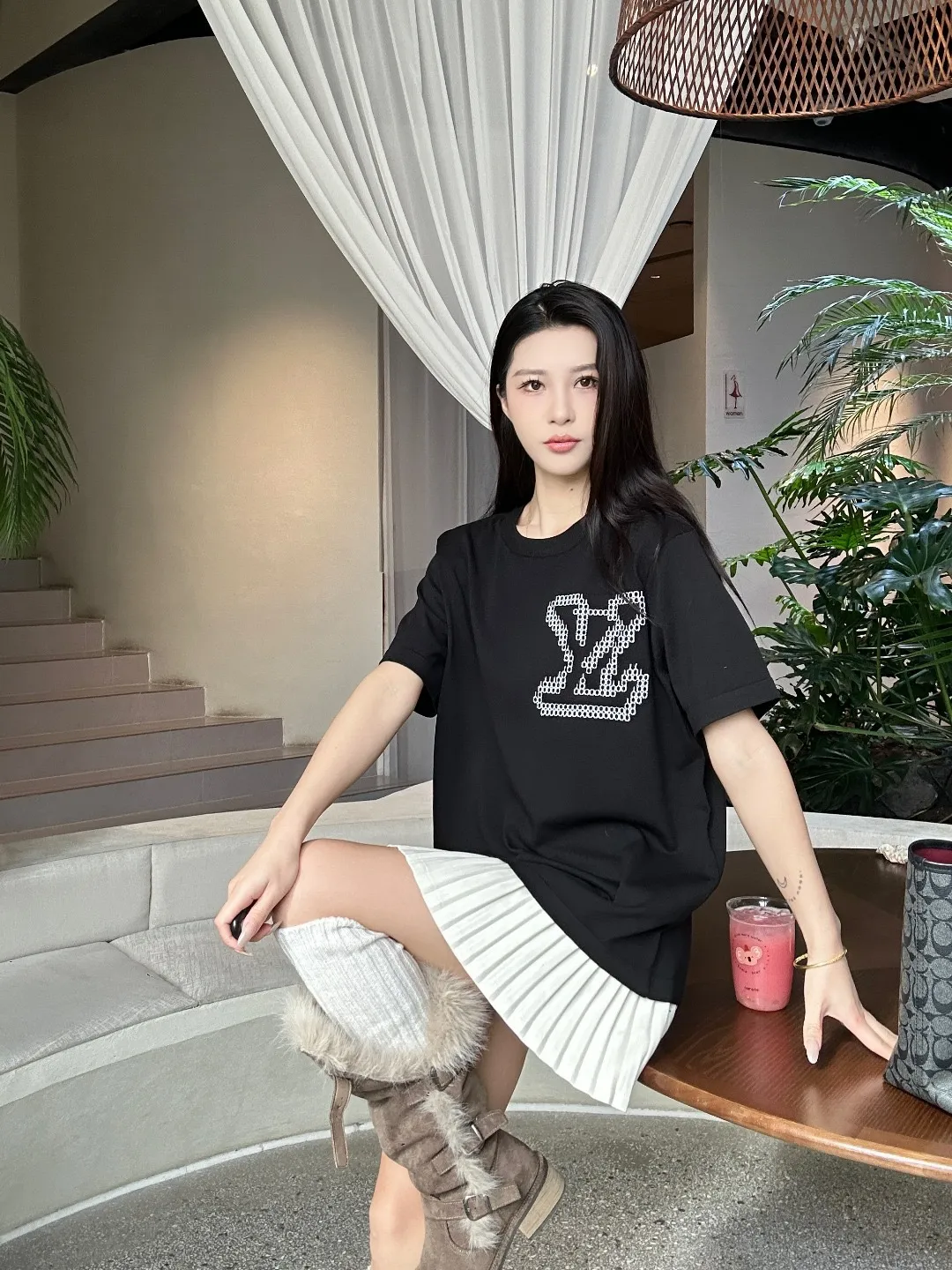 Louis Vuitton/Louis Vuitton front and back jacquard large logo knitted short sleeves